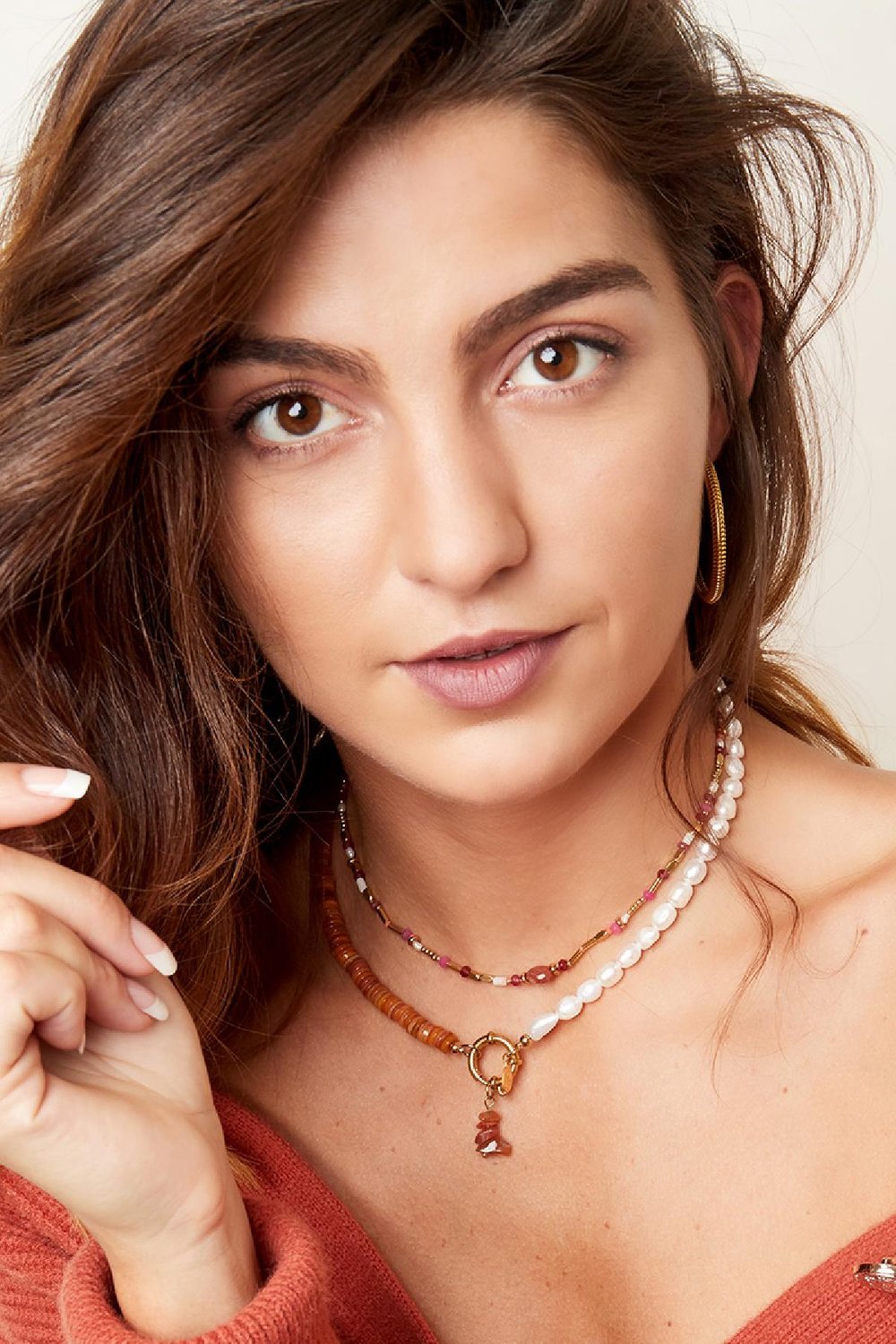 necklace mother of pearl twist Green Stone h5Picture2